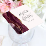 Porta-copo De Papel Quadrado Casamento Dourado de Blush do Script Agate Geode<br><div class="desc">Esta elegante porta copos de casamento moderna apresenta uma coloração d'água burgundy geode design com brilho de ouro falso. Personalize facilmente o texto da cinza de carvão em um fundo rosa-pinto-pincelado,  com os nomes da noiva e do noivo em caligrafia manual sobre uma grande e-mail.</div>