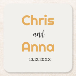 Porta-copo De Papel Quadrado Casamento Dourado elegante