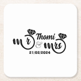 Porta-copo De Papel Quadrado casamento elegante