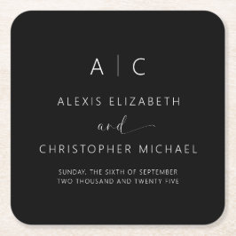 Porta-copo De Papel Quadrado Casamento Elegante Moderno Minimalista