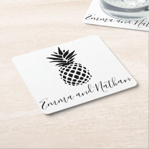 Porta-copo De Papel Quadrado Casamento Elegante Personalizado 
