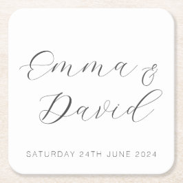 Porta-copo De Papel Quadrado Casamento Elegante Personalizado