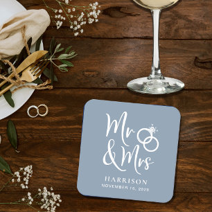 Porta-copo De Papel Quadrado Casamento Favor Sr. Dusty Blue
