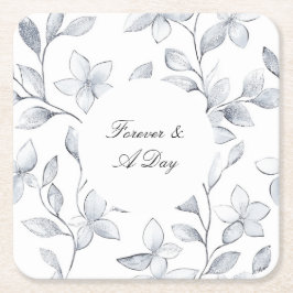 Porta-copo De Papel Quadrado Casamento Floral Branco Chic Silver