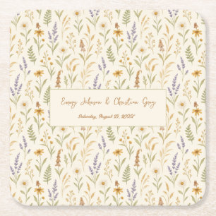 Porta-copo De Papel Quadrado Casamento Floral de Flor de Flor de Watercolor Sel