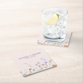 Porta-copo De Papel Quadrado Casamento Floral Moderno Simples de Flor Selvagem