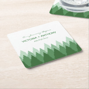 Porta-copo De Papel Quadrado Casamento Floresta Verde