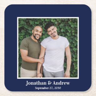 Porta-copo De Papel Quadrado Casamento Foto LGBTQ