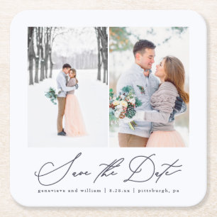 Porta-copo De Papel Quadrado Casamento Fotográfico Elegante Salve a Porta copos