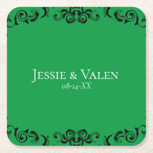 Porta-copo De Papel Quadrado Casamento Gótico Negra Verde