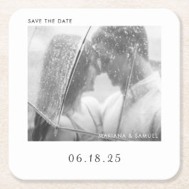 Porta-copo De Papel Quadrado Casamento Informal Moderno Foto Save the Date