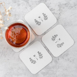 Porta-copo De Papel Quadrado Casamento Inicial Do Monograma Botânico Elegante