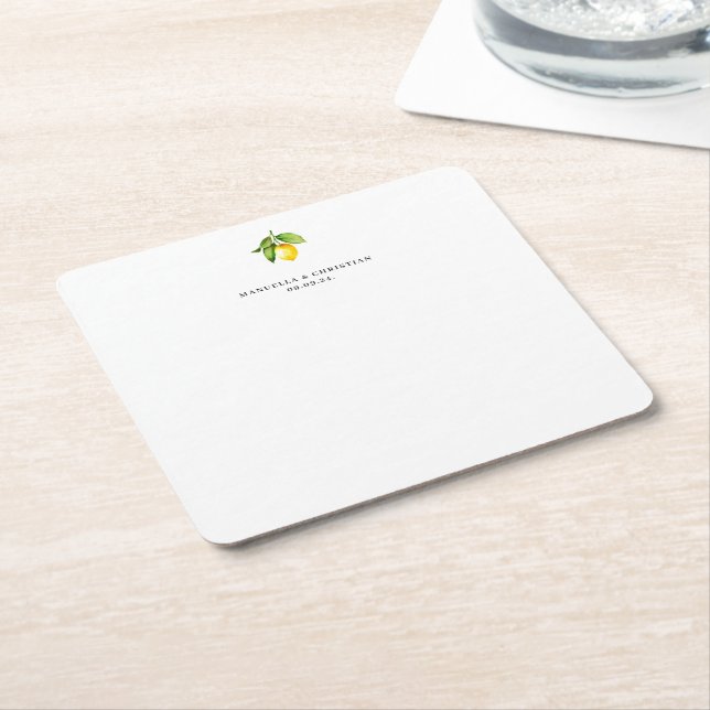 Porta-copo De Papel Quadrado Casamento Limão (Inclinado)