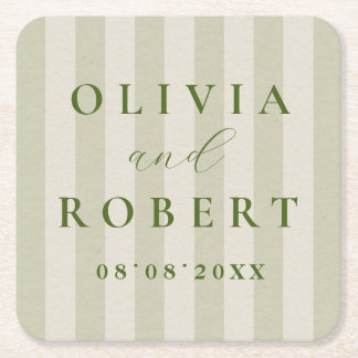 Porta-copo De Papel Quadrado Casamento Minimalista com Listras Verticais em Ver