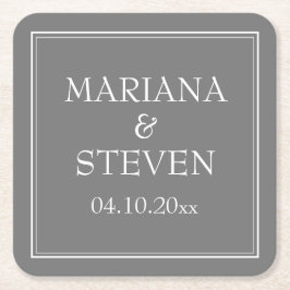 Porta-copo De Papel Quadrado Casamento Minimalista Moderno Cinza