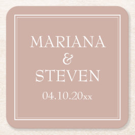 Porta-copo De Papel Quadrado Casamento Minimalista Moderno Rosa