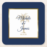 Casamento Moderno da Árvore de Palma Dourada Azul 