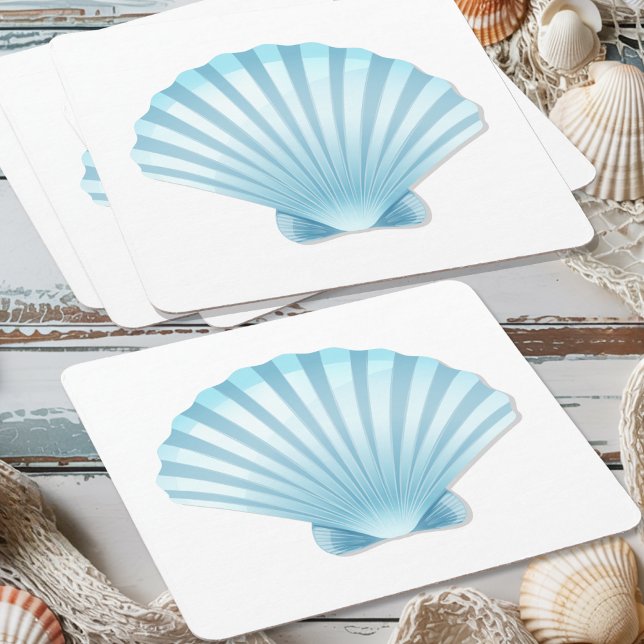 Porta-copo De Papel Quadrado Casamento Náutico Azul de Praia de Seashell Elegan (Criador carregado)
