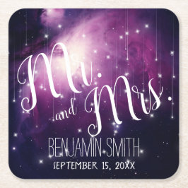 Porta-copo De Papel Quadrado Casamento Noturno das Estrelas Celestiais da Galáx