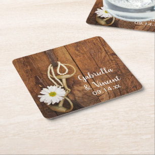 Porta-copo De Papel Quadrado Casamento ocidental do país do bocado da margarid