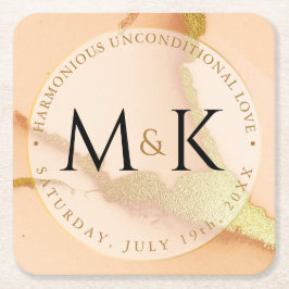 Porta-copo De Papel Quadrado Casamento 💡 Óleo Coral Moderno