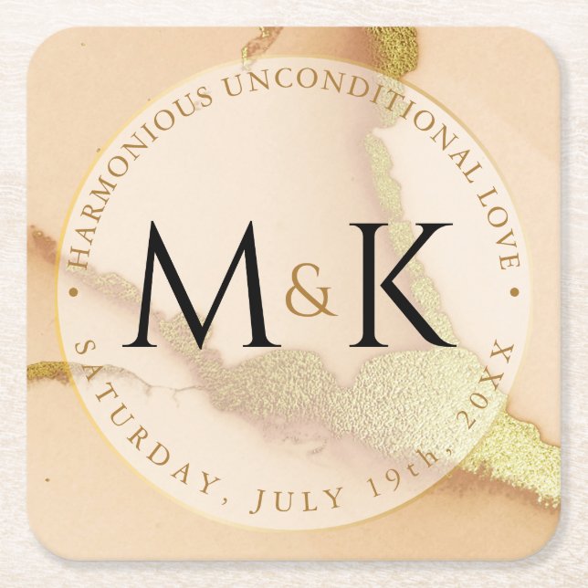 Porta-copo De Papel Quadrado Casamento 💡 Óleo Coral Moderno (Frente)