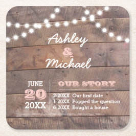 Porta-copo De Papel Quadrado Casamento Personalizado Cor-de-Rosa