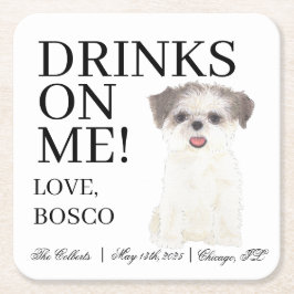 Porta-copo De Papel Quadrado Casamento Personalizado de Brown e Ouro Branco Shi