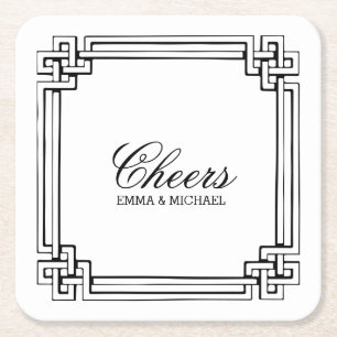 Porta-copo De Papel Quadrado Casamento Personalizado de Frame de Interbloqueio
