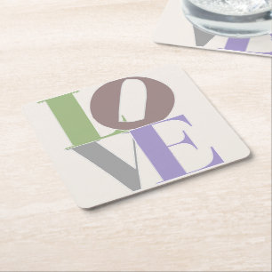 Porta-copo De Papel Quadrado Casamento Personalizado do Amor Moderno