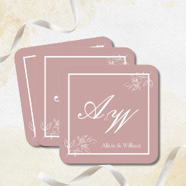 Porta-copo De Papel Quadrado Casamento Personalizado Dusty Pink e White