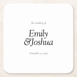 Porta-copo De Papel Quadrado Casamento preto e branco moderno