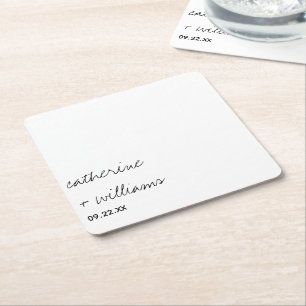 Porta-copo De Papel Quadrado Casamento Preto Tradicional Minimalista Moderno