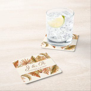Porta-copo De Papel Quadrado Casamento Rustic Boho Autumn Foliage Monographic