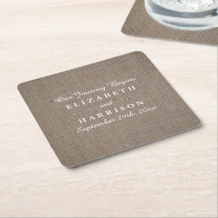 Porta-copo De Papel Quadrado Casamento Rustic Burlap