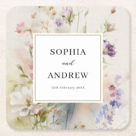 Porta-copo De Papel Quadrado Casamento Rustic Retro Watercolor