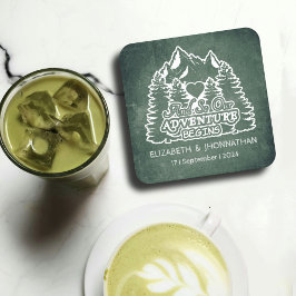 Porta-copo De Papel Quadrado Casamento Rústico Verde Lousa Pinheiro Montanha
