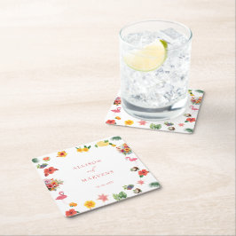 Porta-copo De Papel Quadrado Casamento Tropical Flamingle De Brincadeira Colori