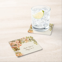 Porta-copo De Papel Quadrado Casamento Vintage Antiga Rosa Flor Rosa
