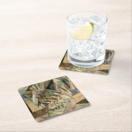 Porta-copo De Papel Quadrado Casamento vintage, Tons da Terra Cores, Cubismo Ar