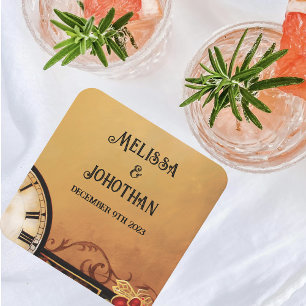 Porta-copo De Papel Quadrado Casamento Vitoriano Steampunk