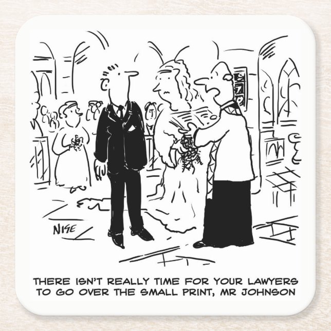 Porta-copo De Papel Quadrado Casamento Vows Small Impressão Vicar e Bridegroom (Frente)