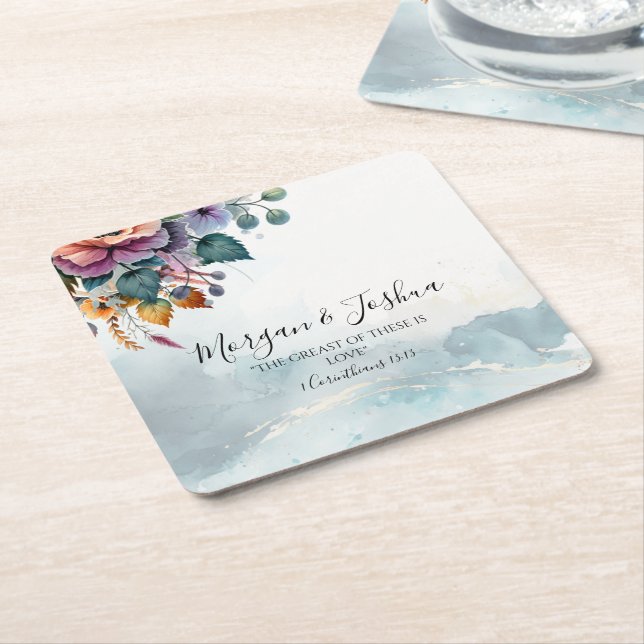 Porta-copo De Papel Quadrado Casamentos de queda (Inclinado)