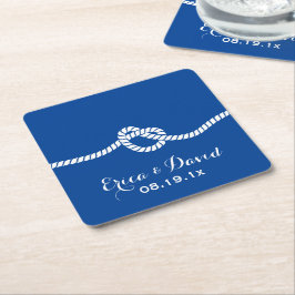 Porta-copo De Papel Quadrado Casando Azul Marinho Náutico