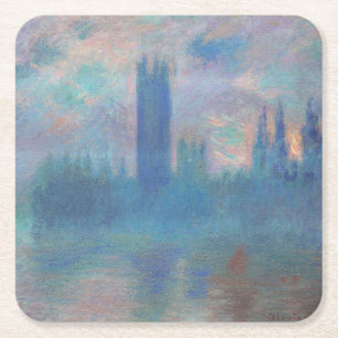 Porta-copo De Papel Quadrado Casas do Parlamento (Londres), Monet