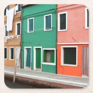 Porta-copo De Papel Quadrado Casas na beira-mar