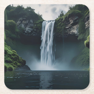 Porta-copo De Papel Quadrado Cascata em cascata em meio à vegetação rasteira