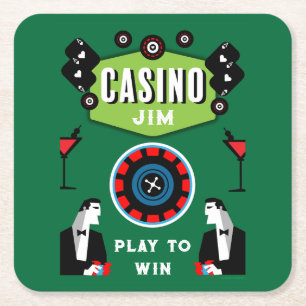 Porta-copo De Papel Quadrado Casino Gambling Poker Roulette