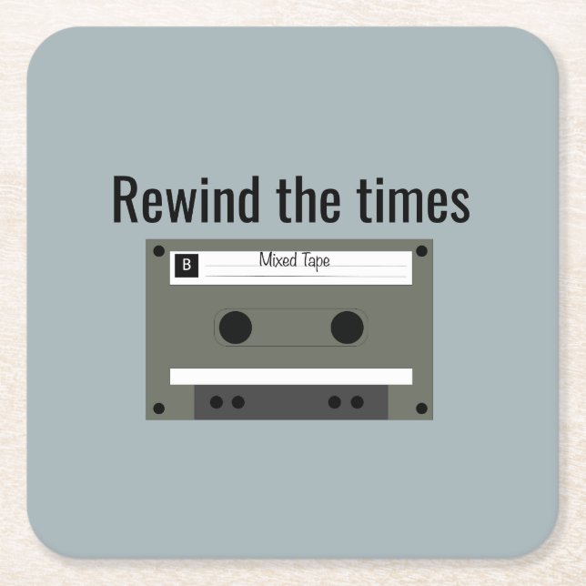Porta-copo De Papel Quadrado Cassette, Mixed Tape (Frente)