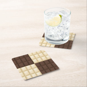 Porta-copo De Papel Quadrado Castanho E Chocolate Branco